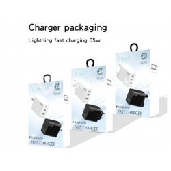 Battery Charger 65W Fast Charger 1 Usb + 2 Usb Type C White Eu Plug