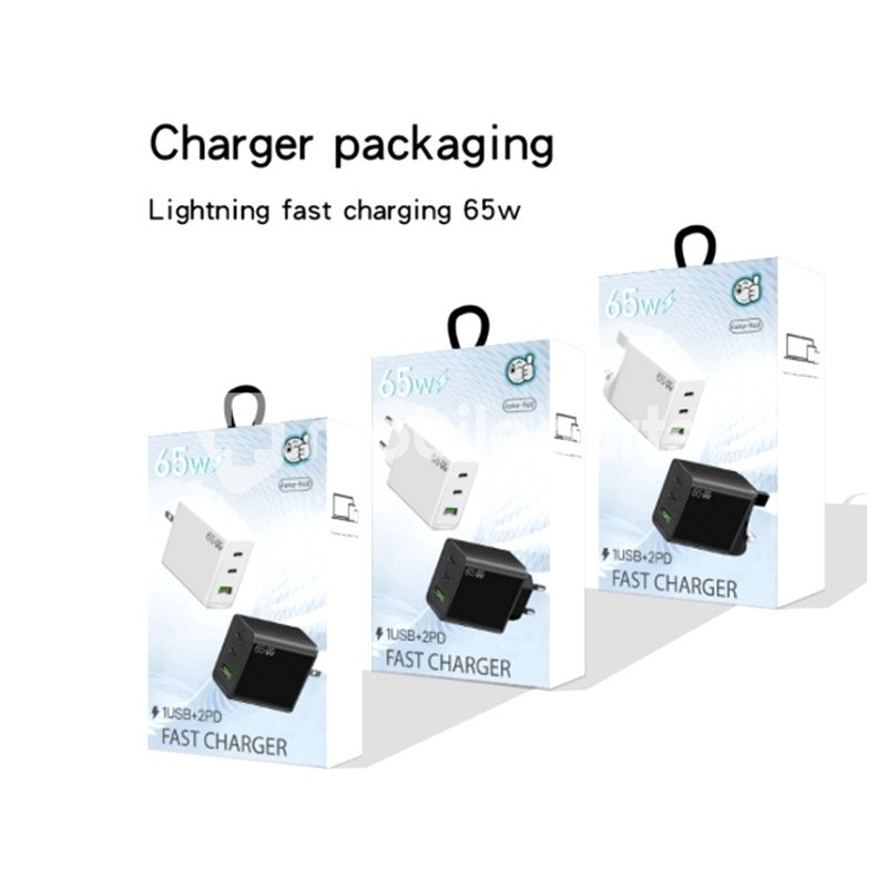 Battery Charger 65W Fast Charger 1 Usb + 2 Usb Type C White Eu Plug