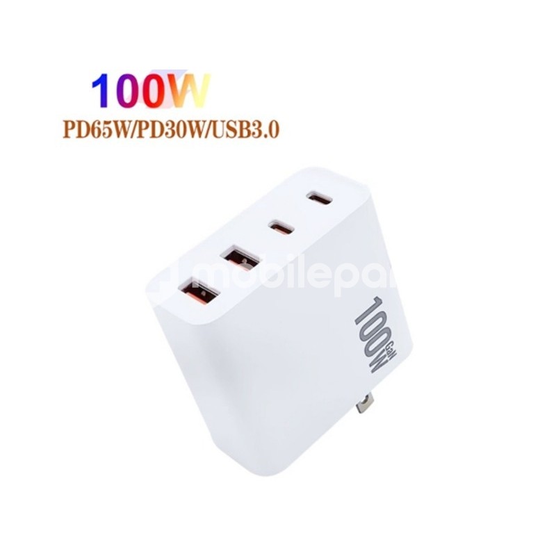 Battery Charger 100W Fast Charger 2 Usb + 2 Usb Type C White USA/UE Plug