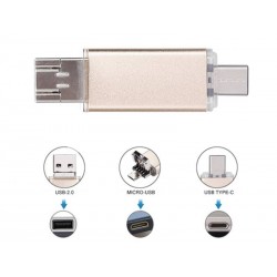 32GB 3 in 1 USB-C - Type-C + USB 2.0 + OTG Flash Disk