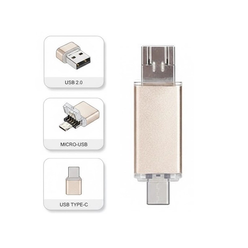 32GB USB-C 3-in-1 OTG Flash Drive Phone and PC