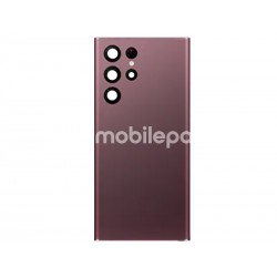 Rear Cover Burgundy + Camera Lens Samsung SM-S908 S22 Ultra No Logo