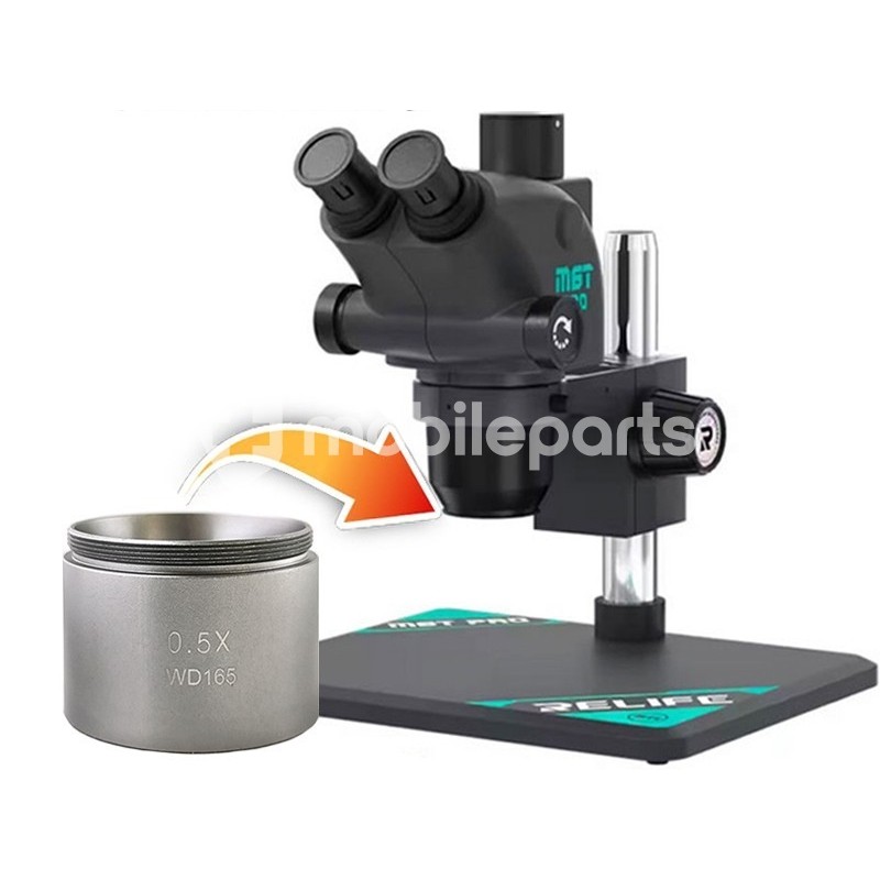 Relife M-21 Microscope Barlow Objective LENS 0.5X WD165 Silver