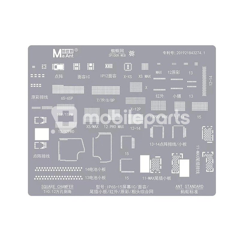 MaAnt BGA Reballing Stencil iPhone 6s - 15 Pro Max