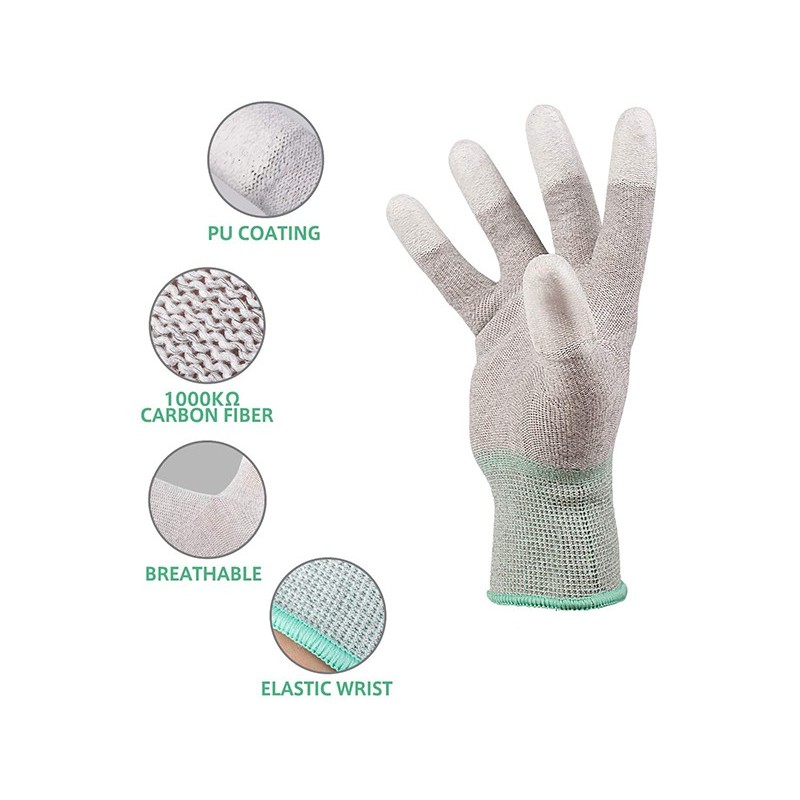 Stretchy Gloves in Carbon Fibre/pu Esd S