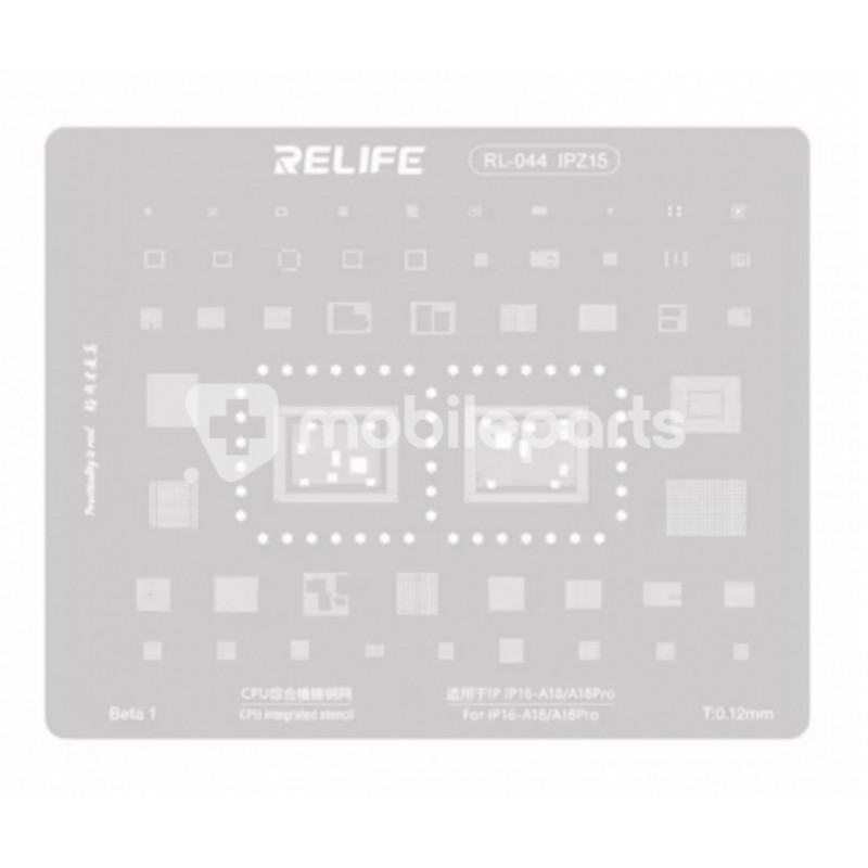 RELIFE RL-044 0.12MM BGA Reballing Stencil for iPhone 16/16 Pro