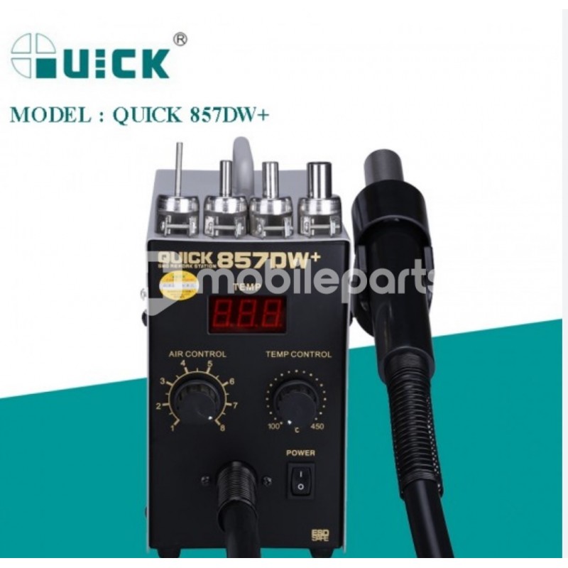 Quick 857DW+ Single LED Display Lead Free Hot Air Gun EU Plug 4 Nozzles 220V- EU Adapter