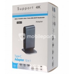 12 in 1 Hub Laptop Docking Station 1M Type-C to Type-C Data Cable