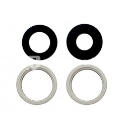 Set 4 Pcs Rear Camera Lens + Frame White iPhone 13