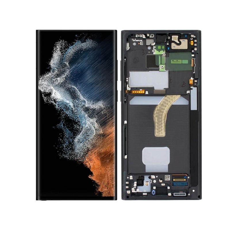 Display Touch + Frame Graphite-Sky Blue-Red Samsung SM-S908 S22 Ultra Ori