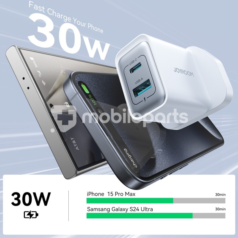 Joyroom JR-TCF15 30W Dual-Port (A+C) Charger-White (UK)
