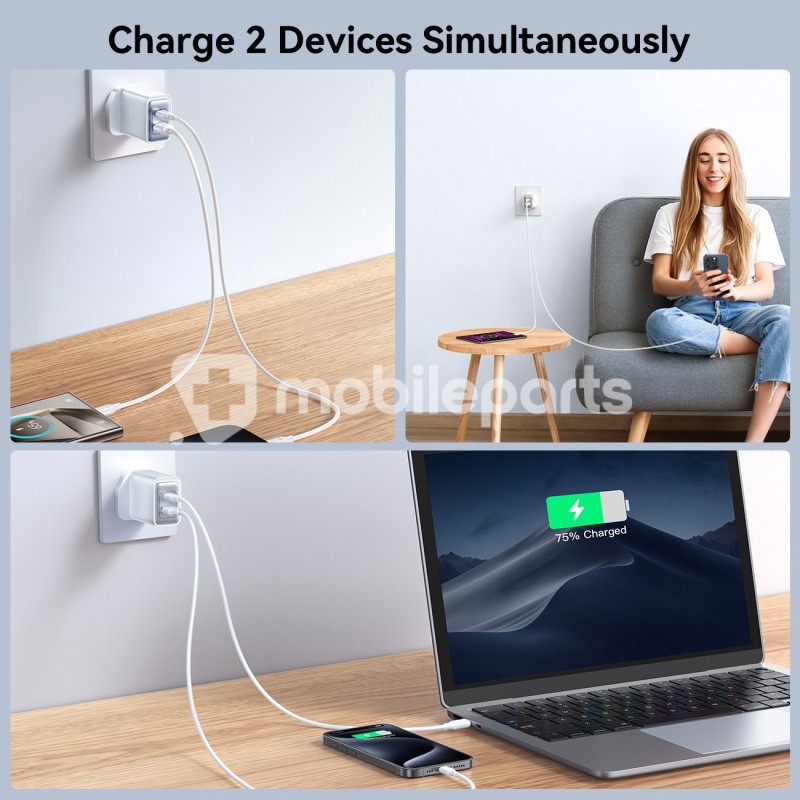 Joyroom JR-TCF15 30W Dual-Port (A+C) Charger-White (UK)