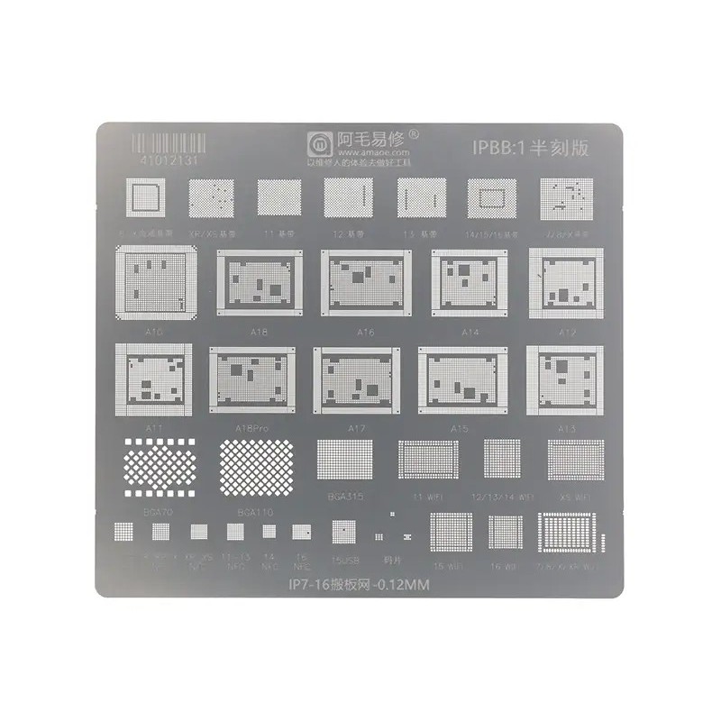 Amaoe IPBB:1 0.12MM Baseband - Hard Disk - WiFi - NFC - Code Chip Stencil iPhone 7 - 16 Pro Max
