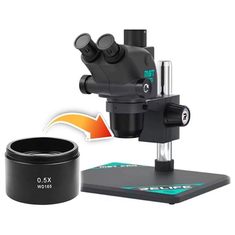 Relife M-21 Microscope Barlow Objective LENS 0.5X WD165 Black