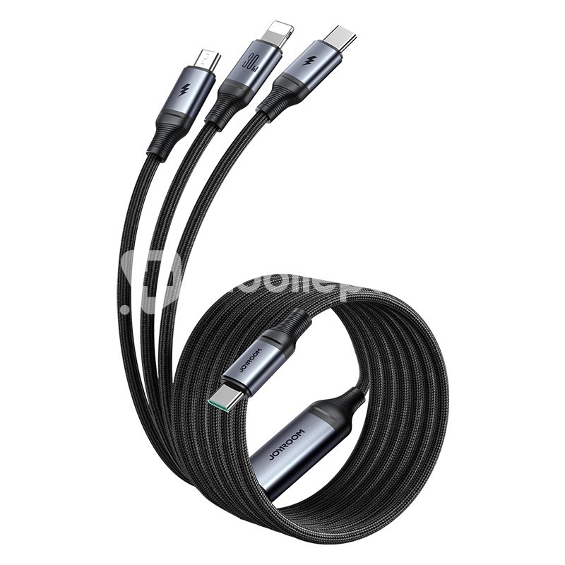 Joyroom S-A21 Speedy Series 30W 3-in-1 Fast Charging Cable (Type-C to L+C+M) 1.2m-Black