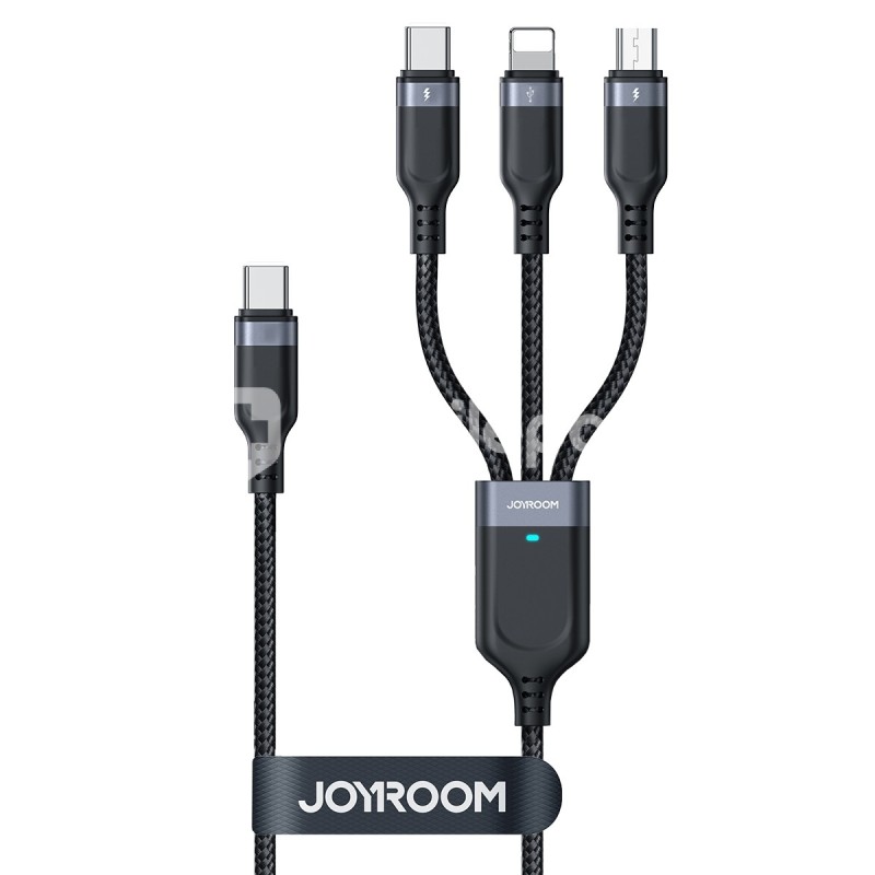 Joyroom S-A18 3.5A Lightning+Type-C+Micro3-in-1 Data Cable 1.2m-Black