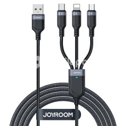 Joyroom S-A18 3.5A Lightning+Type-C+Micro3-in-1 Data Cable 1.2m-Black