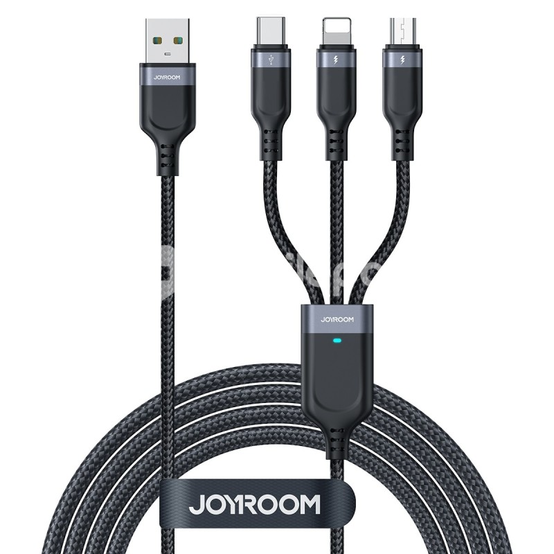 Joyroom S-A18 3.5A Lightning+Type-C+Micro3-in-1 Data Cable 1.2m-Black