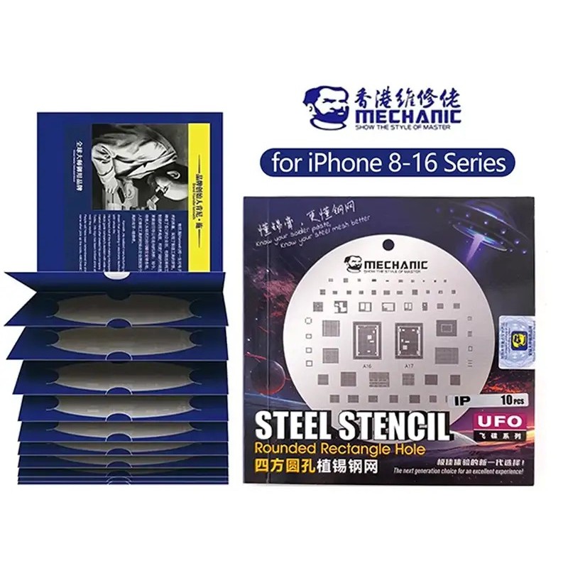 Mechanic 10-in-1 UFO BGA Reballing Stencil IPhone 8-16 Series