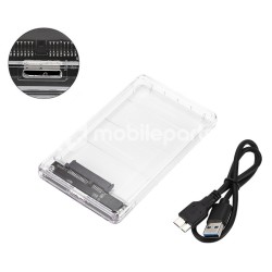 Micro-B HDD Enclosure 2.5 Inch SATA SSD Hard Drive Case Micro-B Cable Transparent