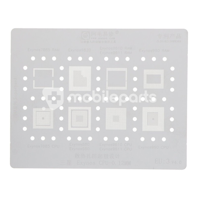 Amaoe EU:3 0.12MM CPU BGA Reballing Stencil Net for Samsung CPU Exynos