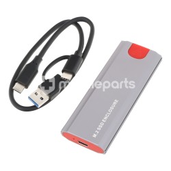 M.2 NVME SSD to USB3.1 Portable Aluminum External Box Adapter with Type-C to Type-C&USB Grey