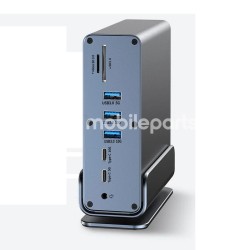 16 in 1 USB*5+Type-C*4+HDTV*2+SD/TF+RJ45+DP+3.5mm Multifunctional Docking Station Grey