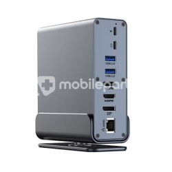 16 in 1 USB*5+Type-C*4+HDTV*2+SD/TF+RJ45+DP+3.5mm Multifunctional Docking Station Grey