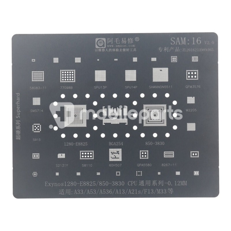 Amaoe 0.12MM SAM:16 CPU BGA Reballing Stencil Net for Samsung A53
