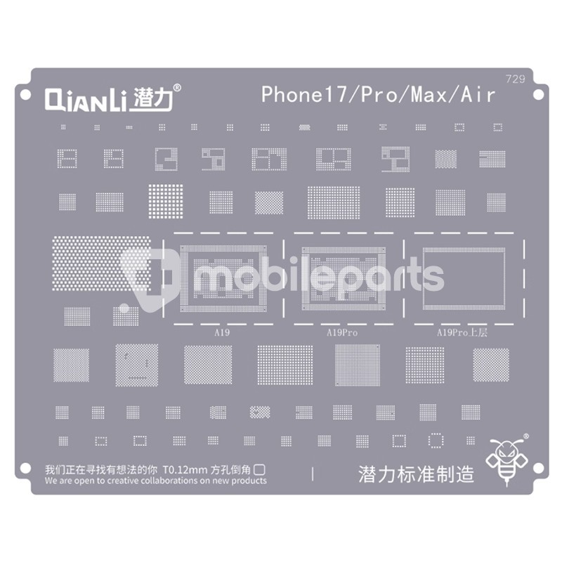 QIANLI 729 0.12MM Rework Repair BGA Reballing Stencil iPhone 17 Series