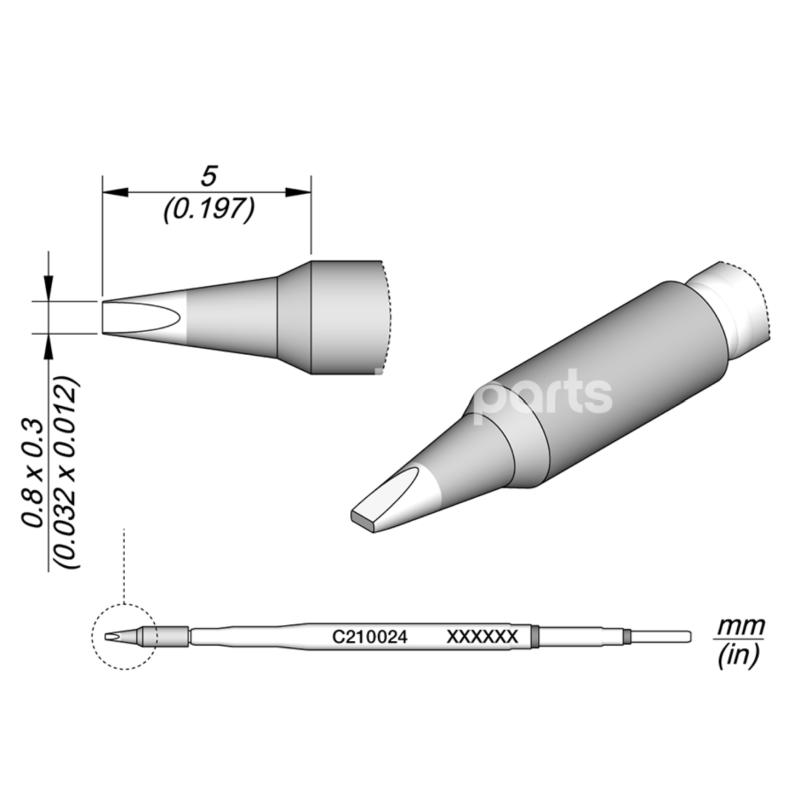 JBC C210024 Chisel Cartridge 0.8 x 0.3