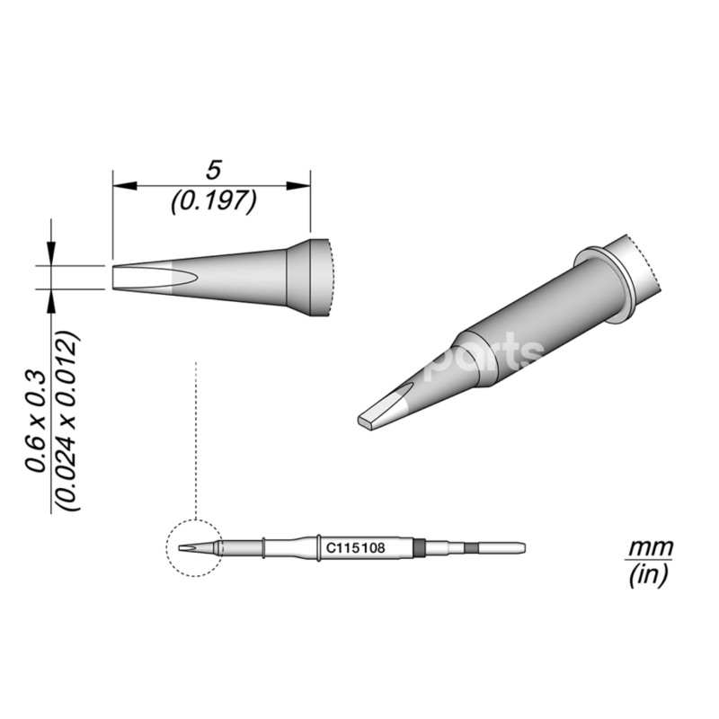 JBC C115108 Chisel Cartridge 0.6 x 0.3