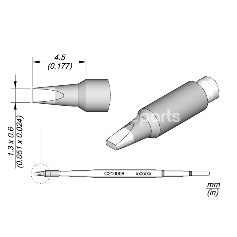 JBC C210008 Chisel Cartridge 1.3 x 0.6