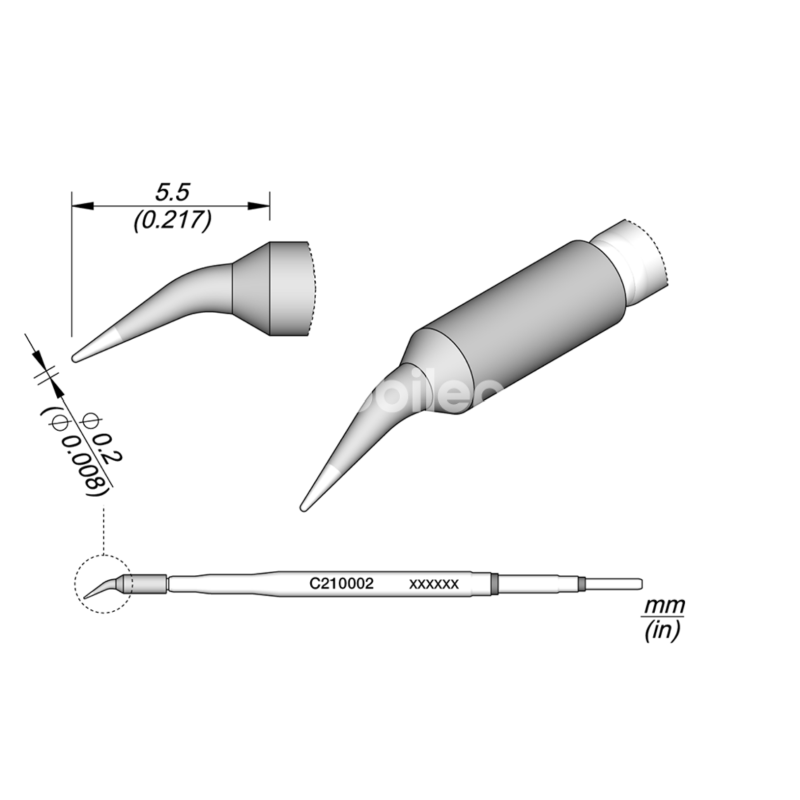 JBC C210002 Conical Bent Cartridge Ø 0.2