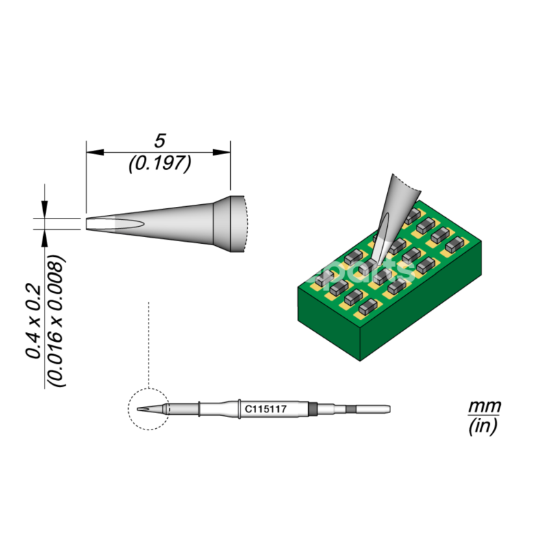 JBC C115117 Chisel Cartridge 0.4 x 0.2