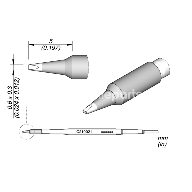 JBC C210021 Chisel Cartridge 0.6 x 0.3