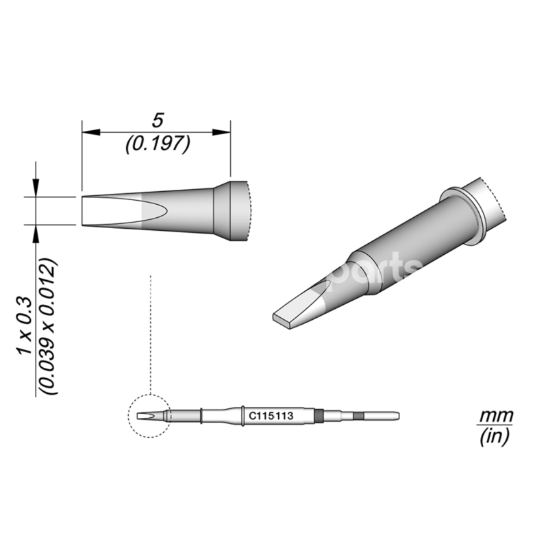 JBC C115113 Chisel Cartridge 1 x 0.3