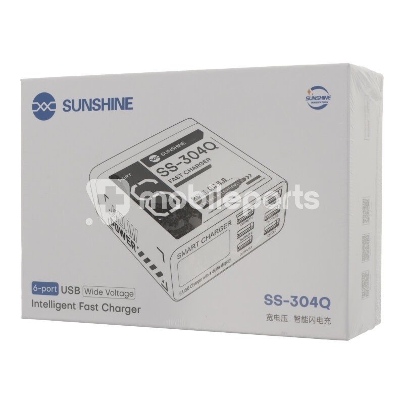 SUNSHINE SS-304Q 40W 6 Port Smart USB Charger Station Black 220V Plug