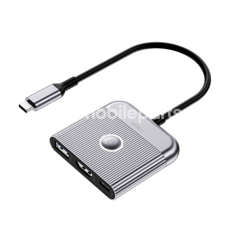WIWU Wi-HB002 4K 60Hz 0.15M Type-C to Type-C+USB+HDMI 3 in 1