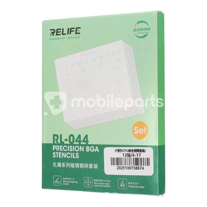 RELIFE RL-044 12 in 1 CPU Repair Steel Stencil Set for iPhone 6-17 Pro Max