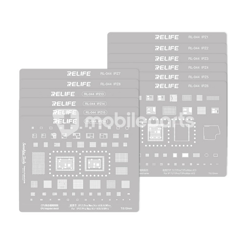 RELIFE RL-044 12 in 1 CPU Repair Steel Stencil Set for iPhone 6-17 Pro Max