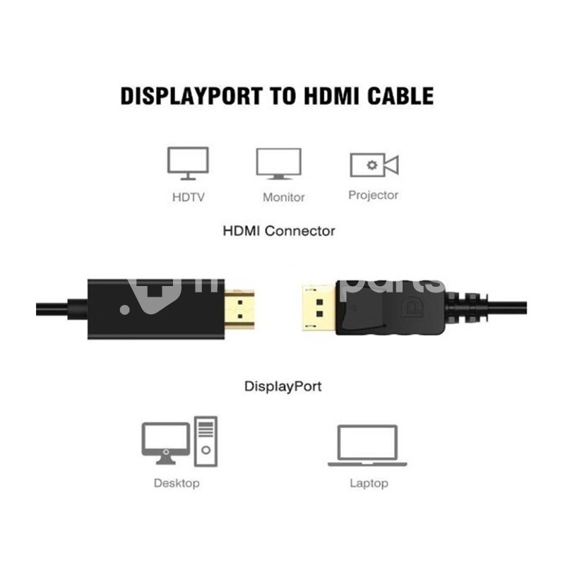 DisplayPort Male to HDMI Male Cable 1.8m