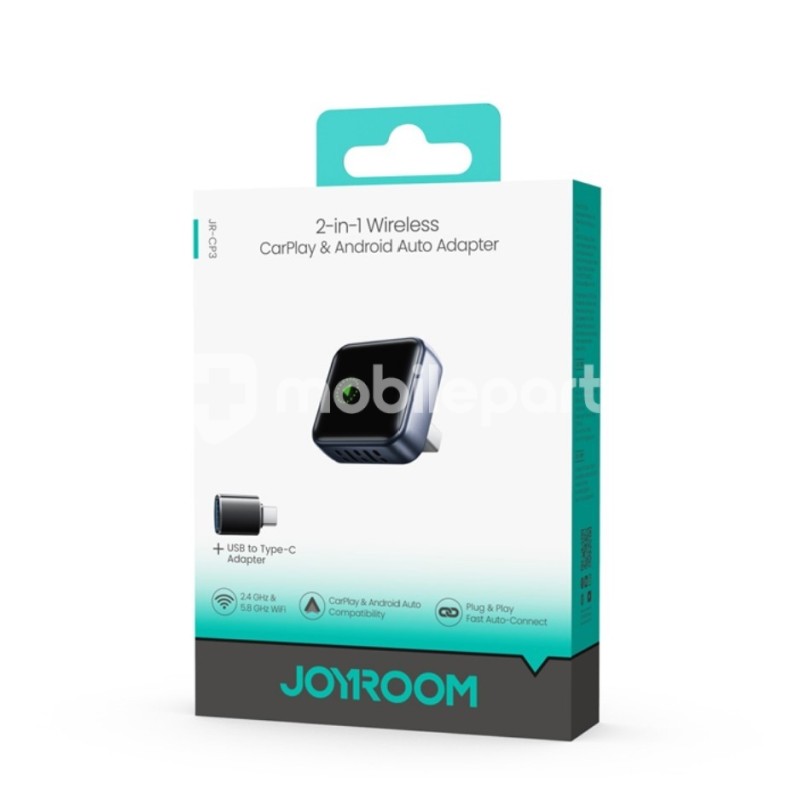 Joyroom JR-CP3 Carplay - Android Auto 2-in-1 Wireless Adapter Black