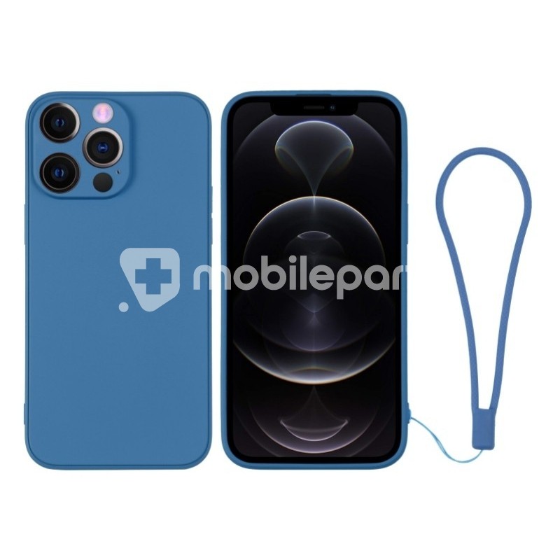 Silicone Case Blue + Wrist Strap iPhone 12 Pro