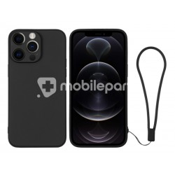 Silicone Case Black + Wrist Strap iPhone 12 Pro