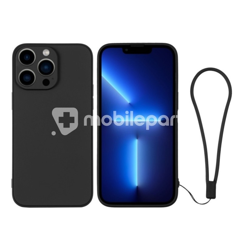 Silicone Case Black + Wrist Strap iPhone 13 Pro