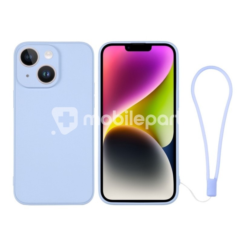 Silicone Case Light Blue + Wrist Strap iPhone 14