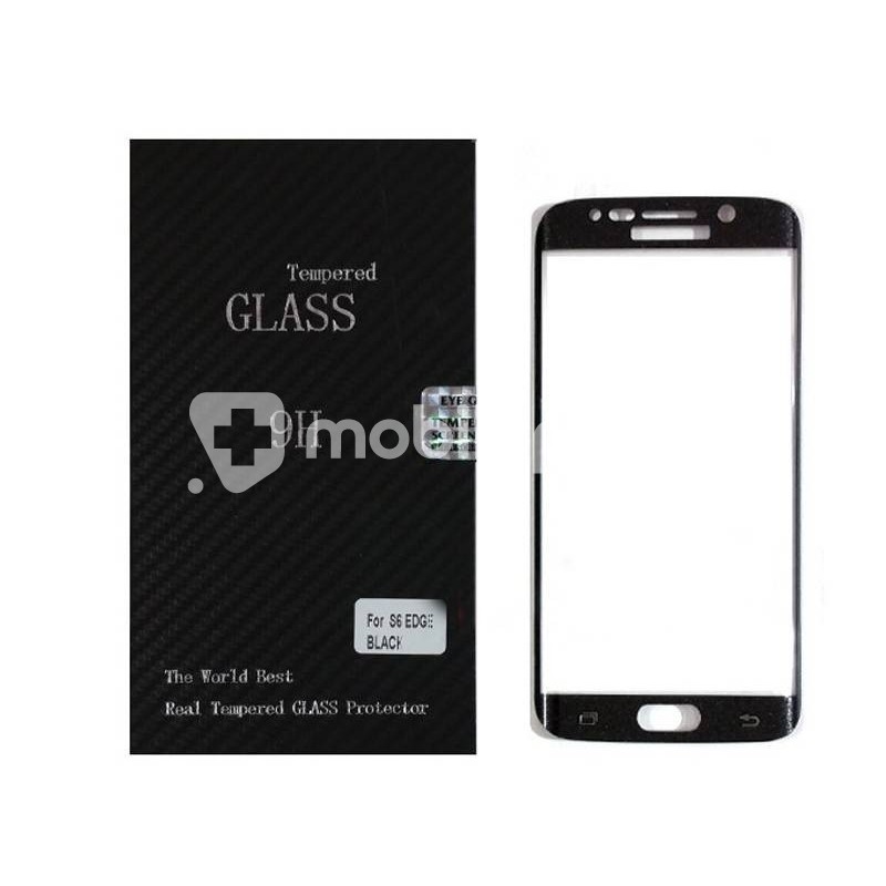 Premium Tempered Glass Protector Black Samsung SM-G925 S6 Edge