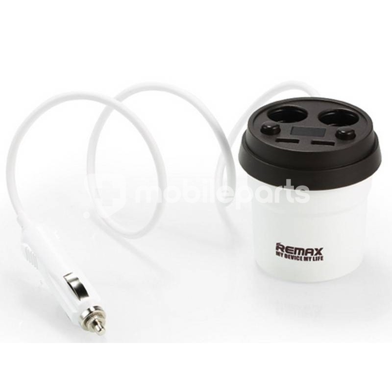 Remax Coffee Cup CR-2XP Car Charger 2Usb iPhone 8 White