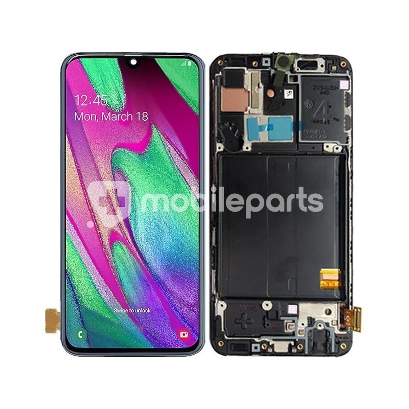 Display Touch Black + Frame Samsung SM-A405 A40 Ori